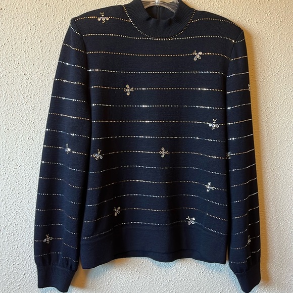 St. John Evening Sweater with Gold, Silver, and Crystal Accents - Picture 1 of 8